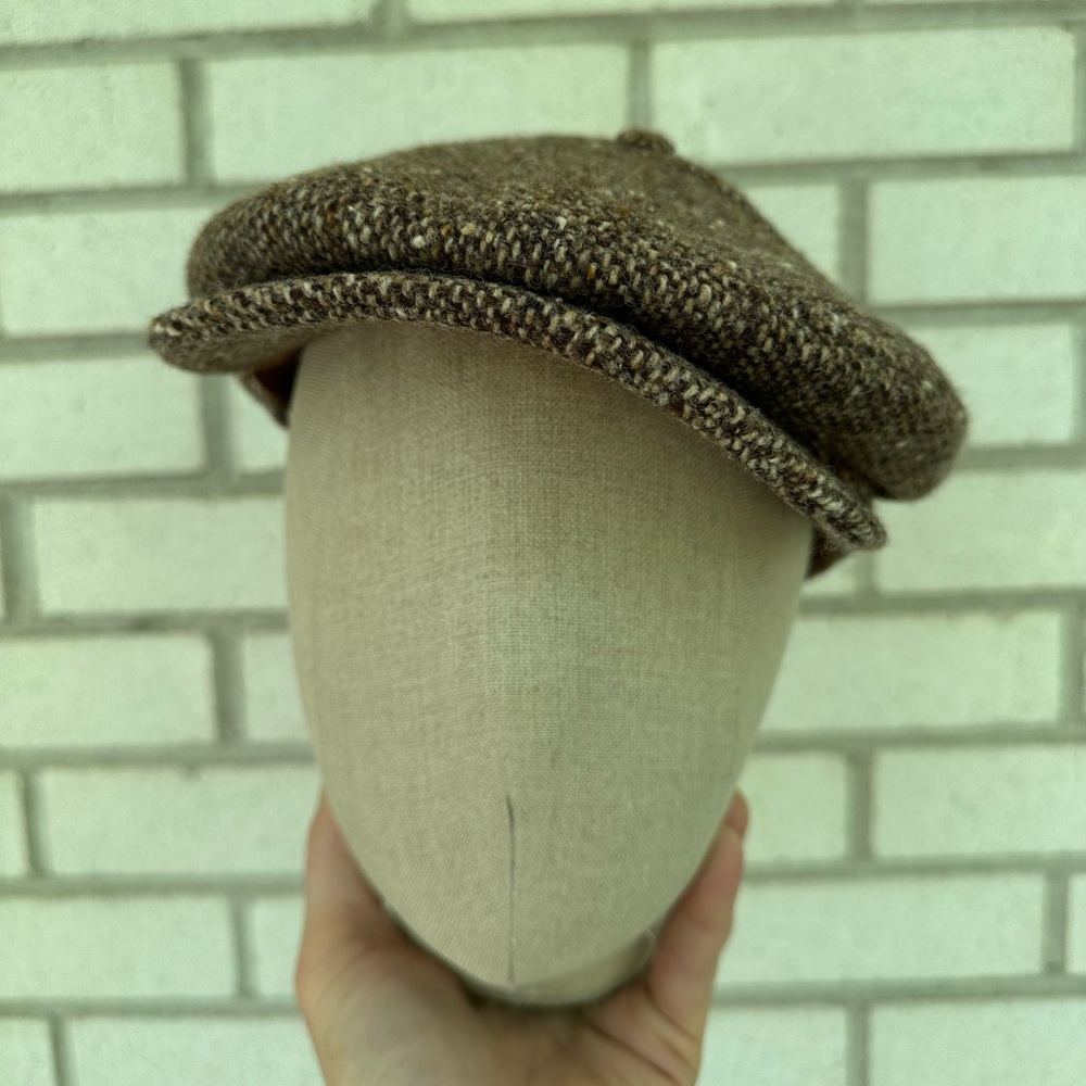 Goorin Bros Harris Tweed flatcap hat newsboy brown Medium snap brim